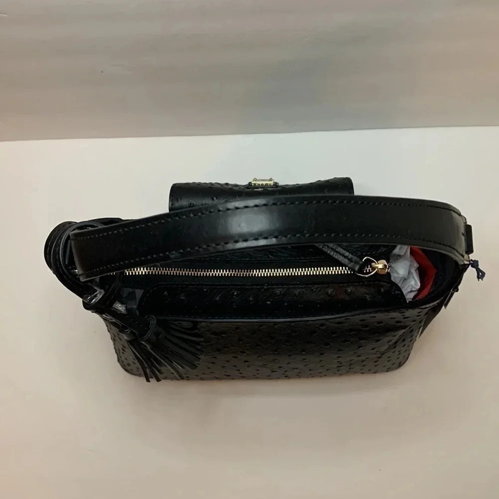 Dooney Bourke Shoulder Bag Hobo Ostrich Leather Black NWT - Picture 4 of 12